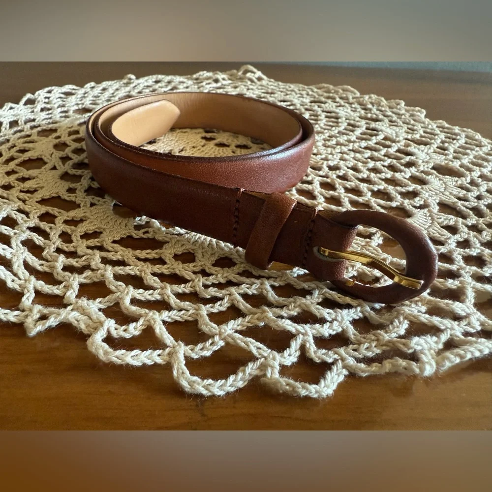 Dior Brown Leather Belt with Gold-Tone Buckle